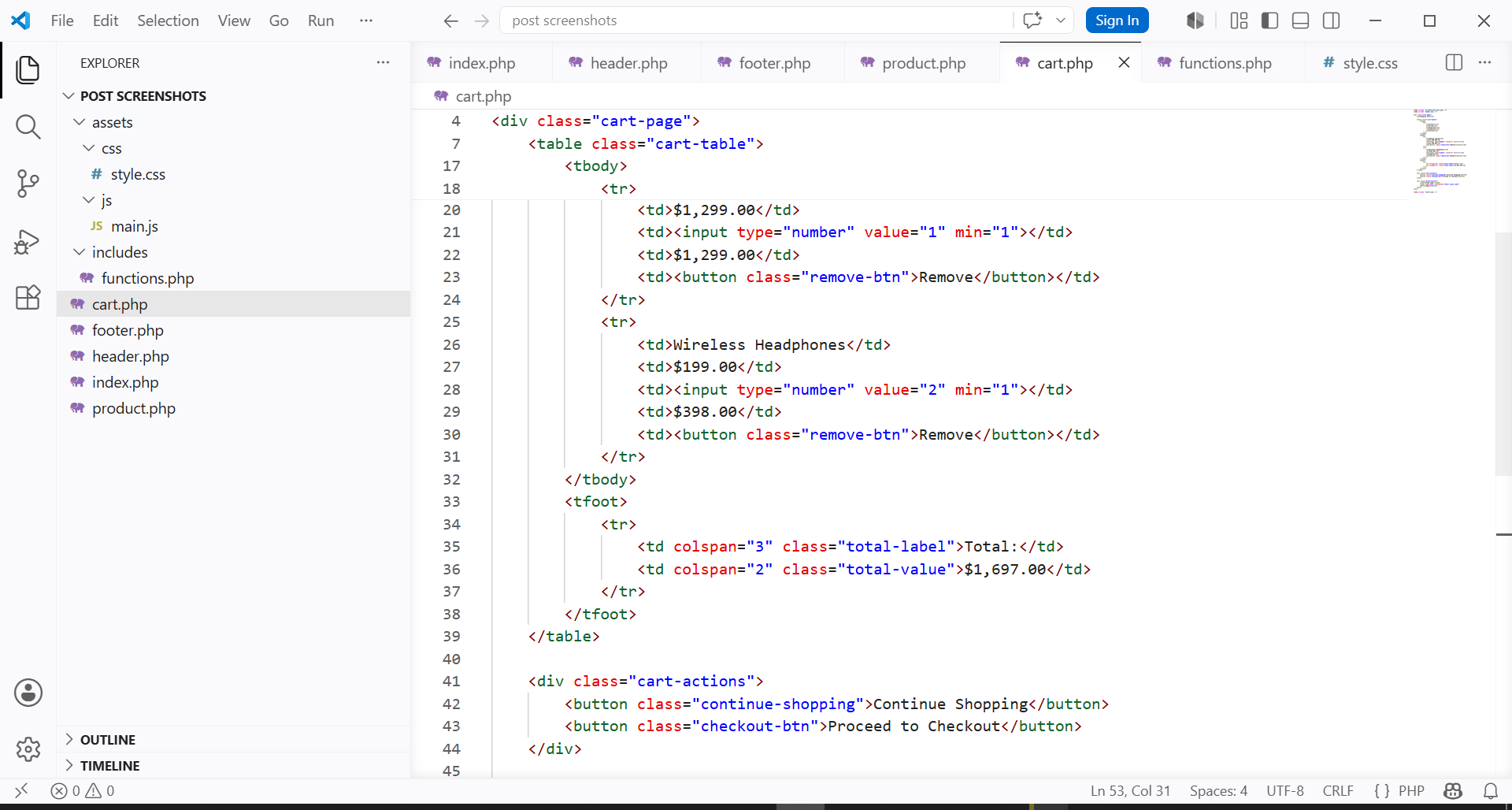 Legacy PHP code with hardcoded strings scattered everywhere