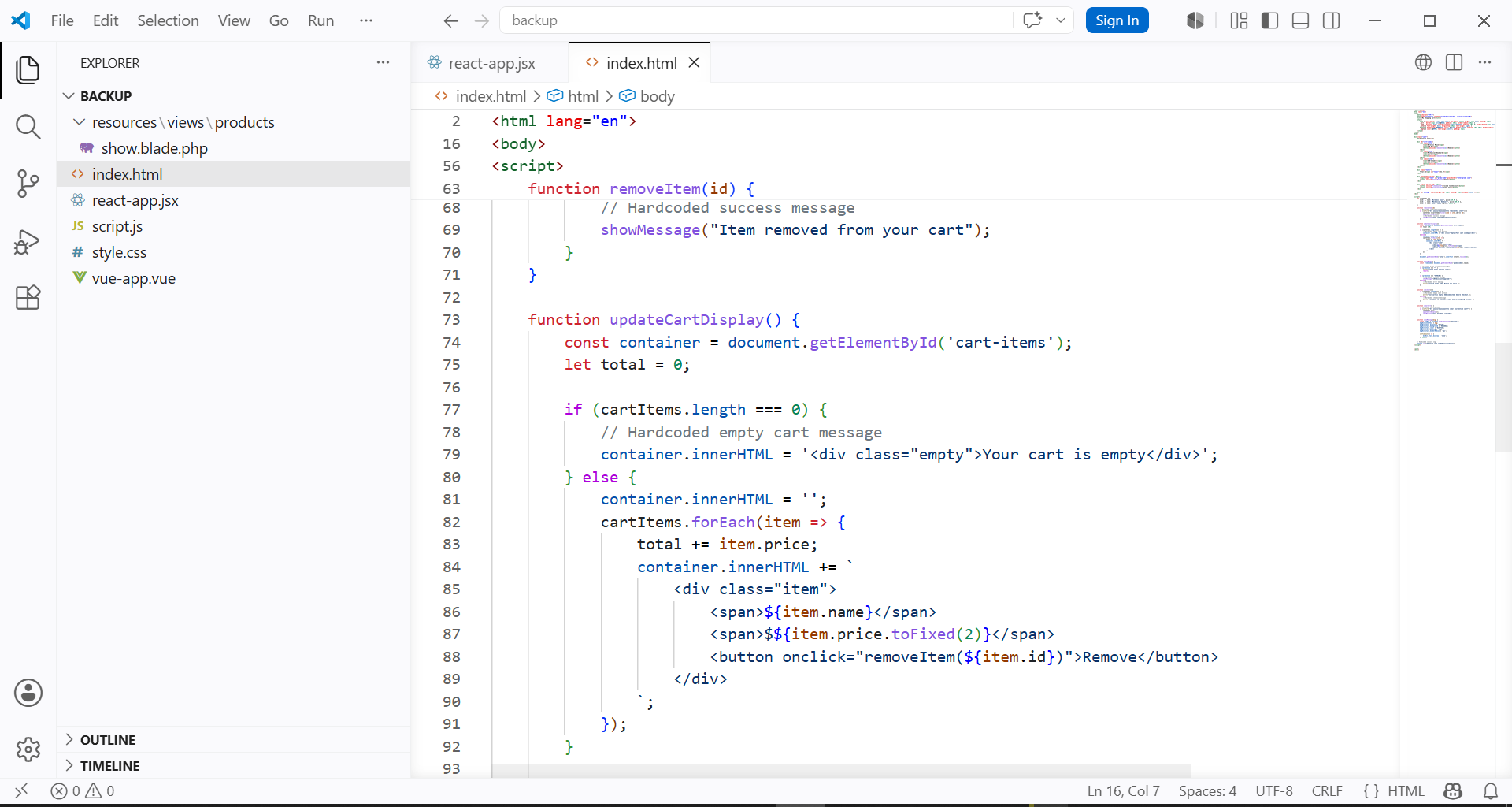 Vanilla JS/HTML before i18n